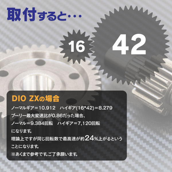 予約販売品】 DIO系 ハイギア キット 16×42 DIO-ZX AF27 AF28 ホンダ 